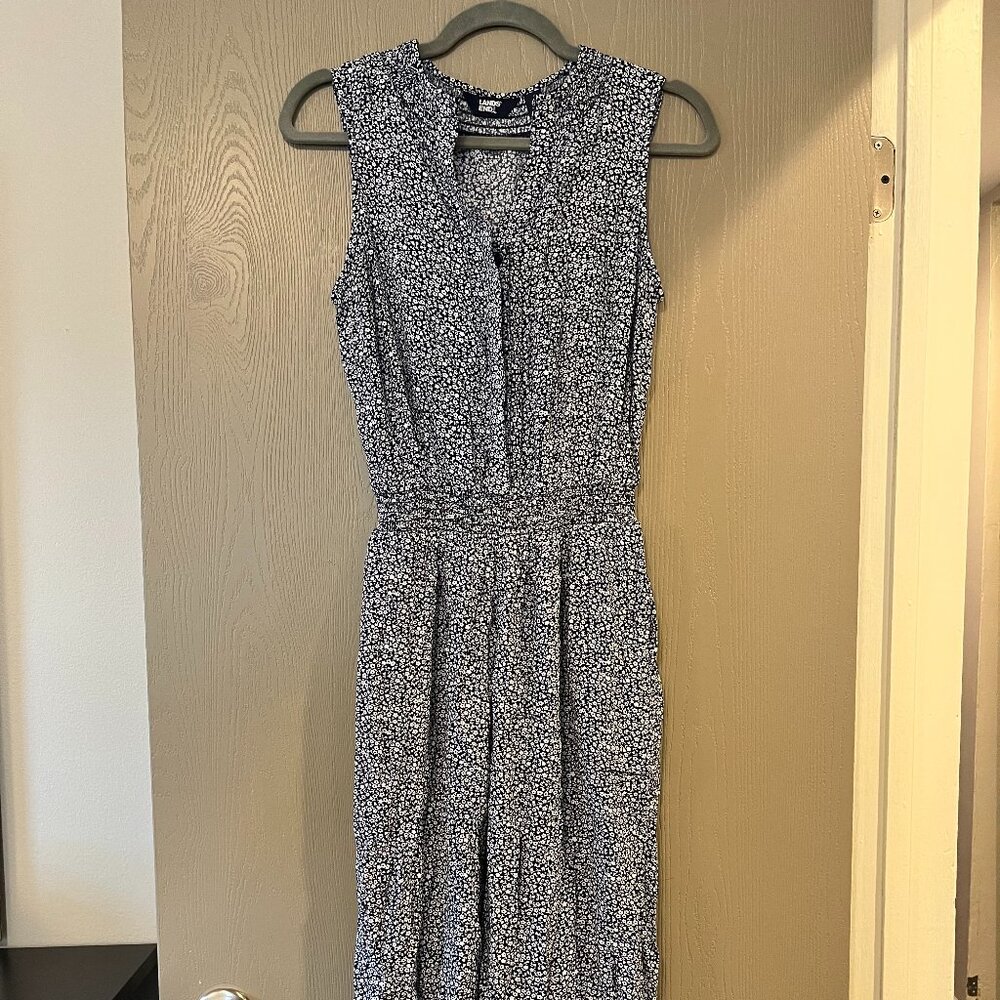 Lands’ End Floral Jumpsuit – Navy & White – Size 6P – Like New